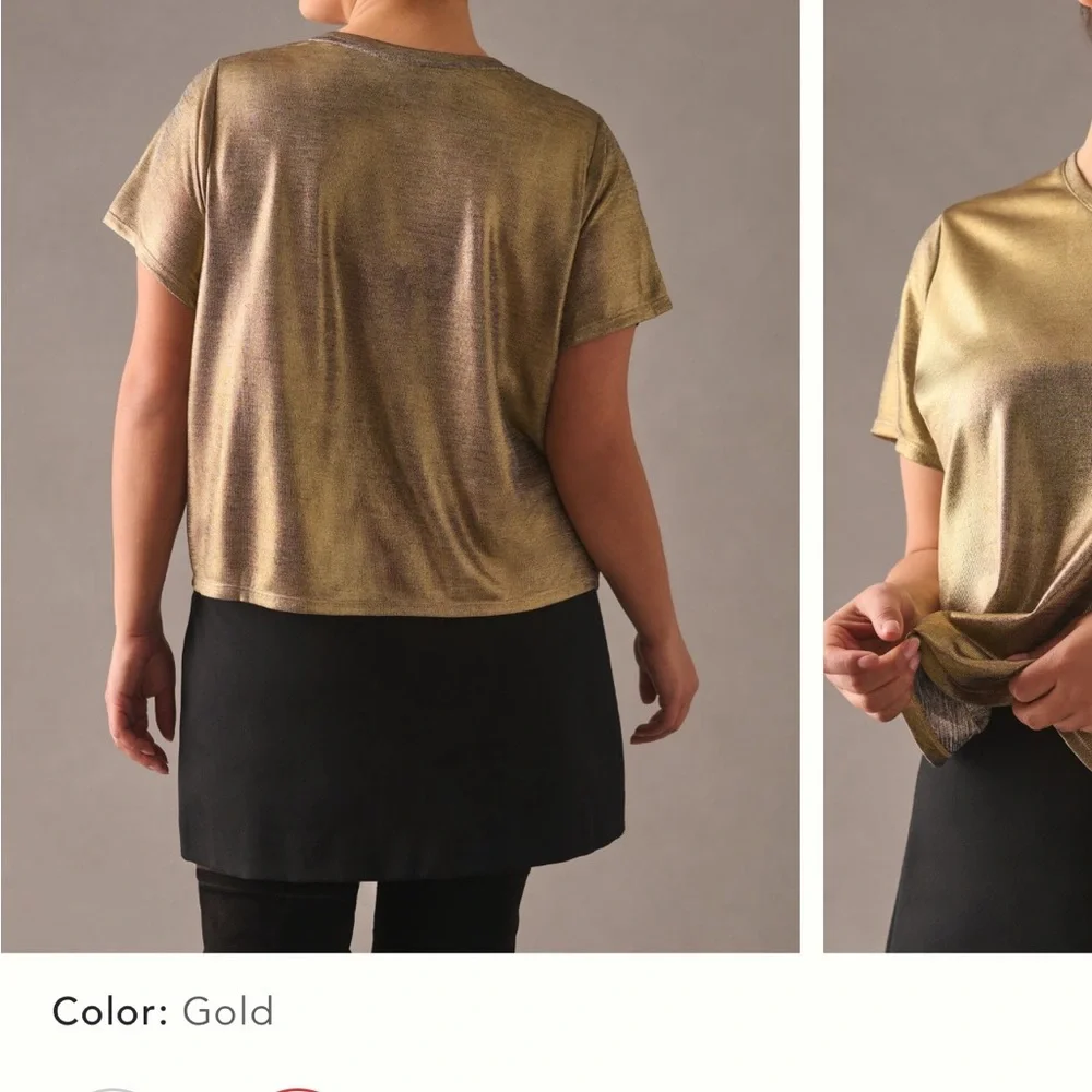 Porridge Gold Shine Glam Short Sleeve Tee Size XS - Picture 3 of 12